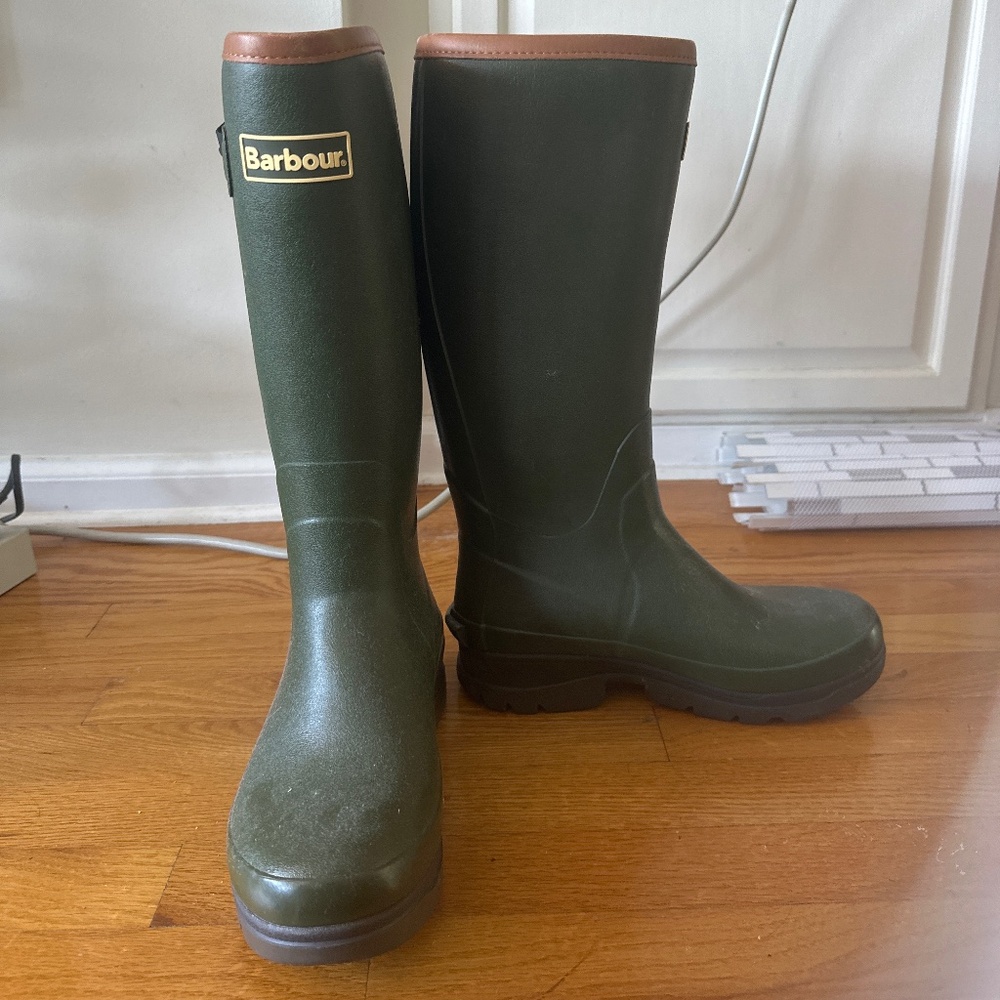 New Barbour Green Wellington Rain Boots Men’s Size 8